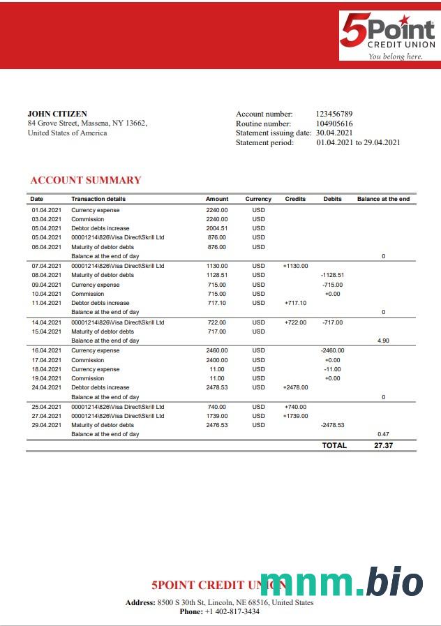 USA Texas 5point Bank Excel